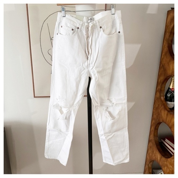 NWT Agolde 90's Jean Mid Rise Loose fit white distressed size 29 - Picture 2 of 11